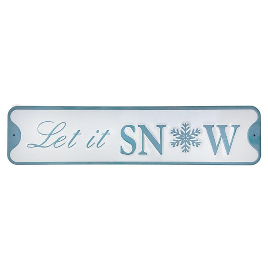 LET IT SNOW EMBOSSED METAL SIGN 15X60CM