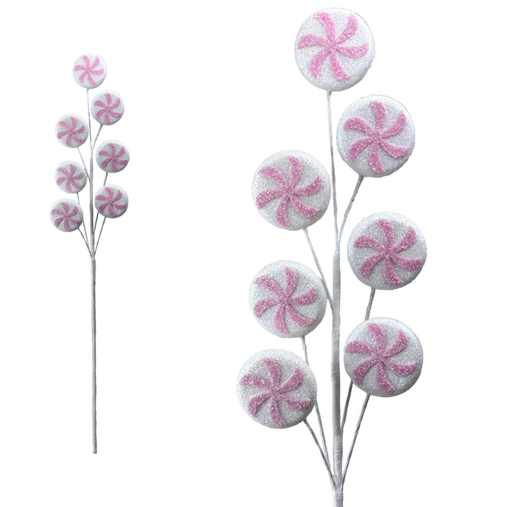 68CM PINK &amp; WHITE SWIRL CANDY STEM PICK