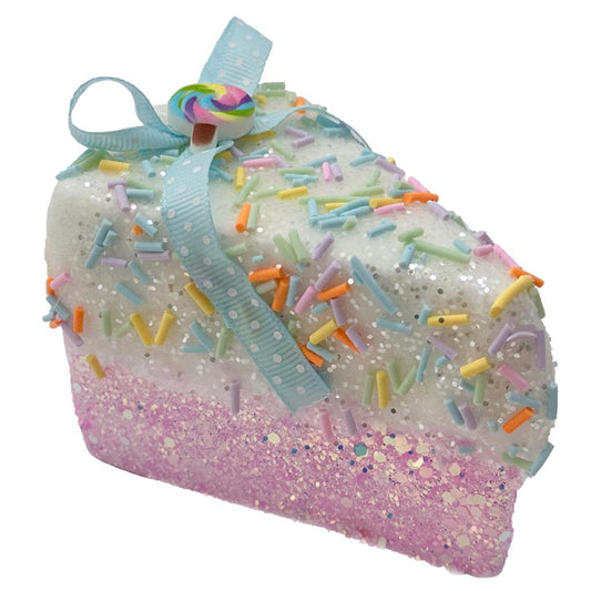 PINK CAKE SLICE BAUBLE 10X7.5CM  **PRE-ORDER ONLY!