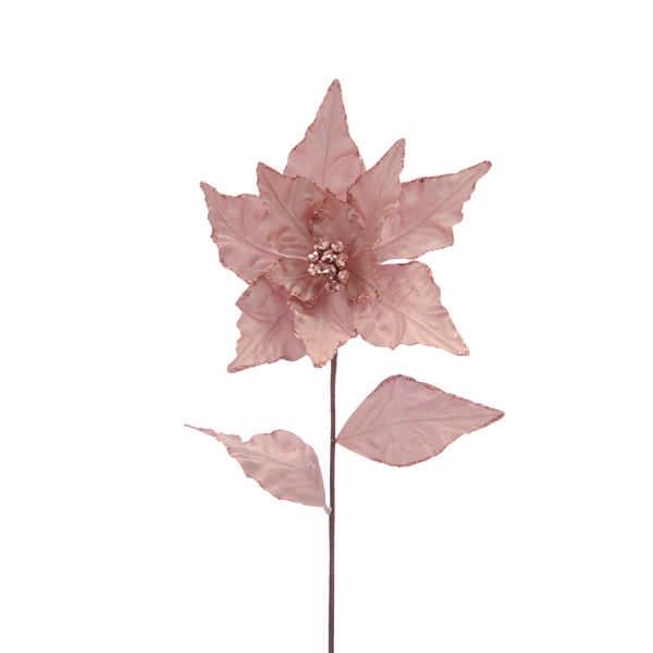 75cm pink with glitter poinsettia stem