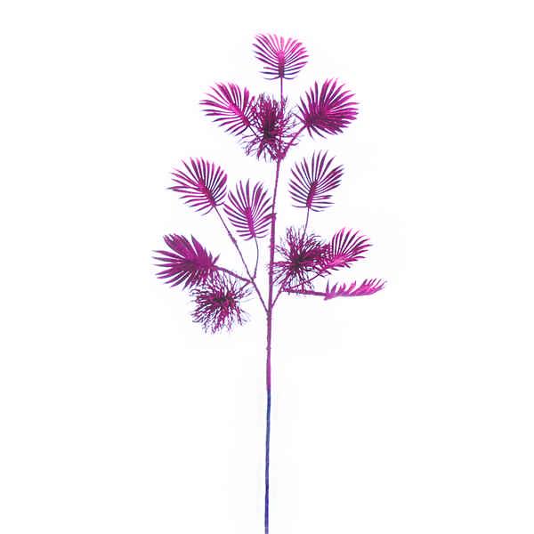 77cm dark purple glitter leaf stem