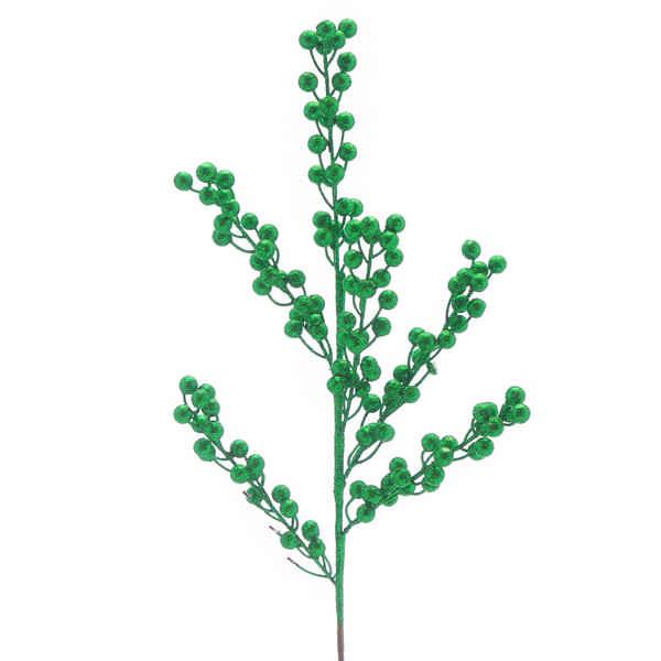 78cm rich green glitter berry stem