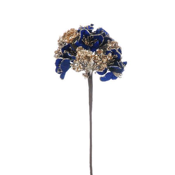 DELUXE 40cm champagne or navy gold glitter hydrangea stem