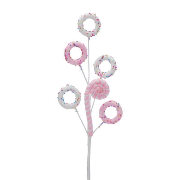 pink / white glitter stripped candy stem 47cm