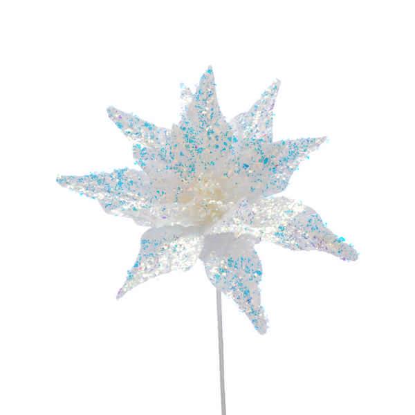 40cm white sparkle flower stem