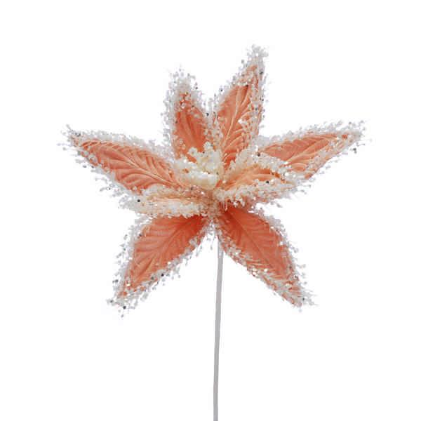 40cm pink flower-silver glitter edging stem