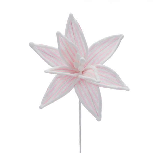 DELUXE 40cm pink/white stripe poinsettia stem