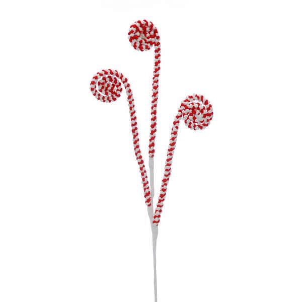 red/white candy cane 3 swirl stem 77cm