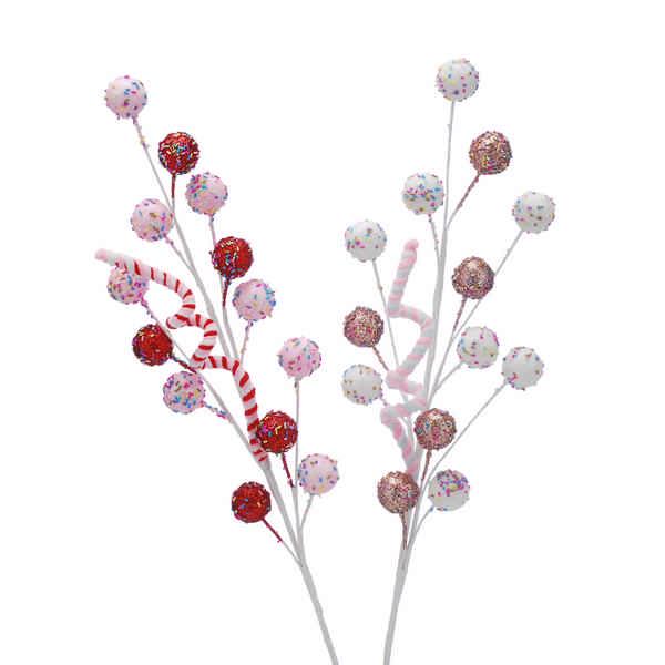 pink/red candy cane berry stem 73cm