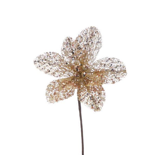 40cm champagne gold glitter flower stem