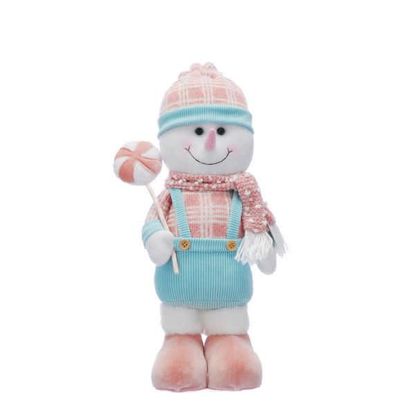 standing pink/light blue snowman 40cm **PRE-ORDER ONLY!!