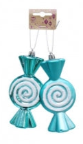 Pastel Blue Candy Shiny Hanging Decoration 2 Pack