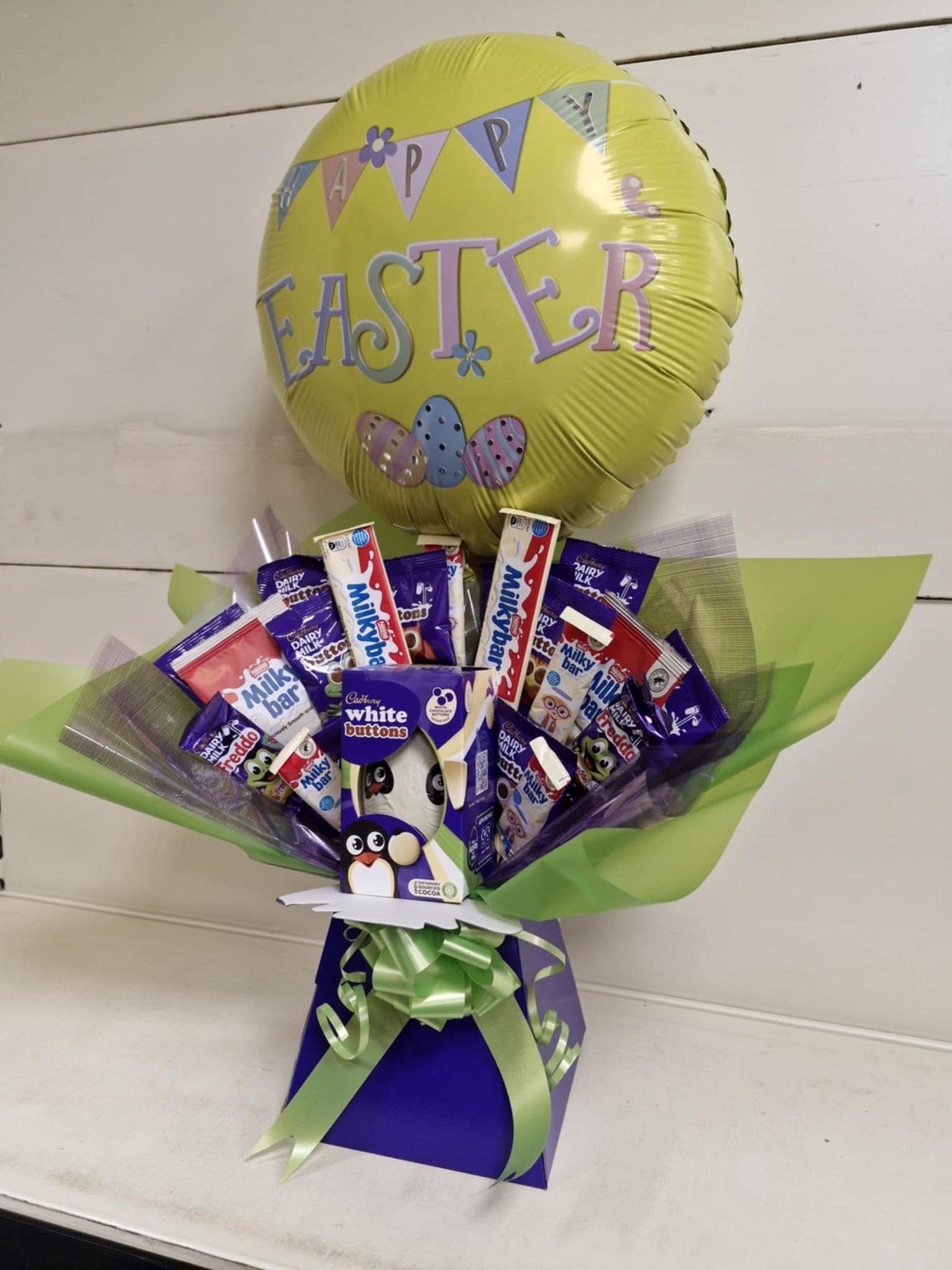 Buttons and Milky Bar EASTER Chocolate Bouquet with White Buttons EASTER EGG