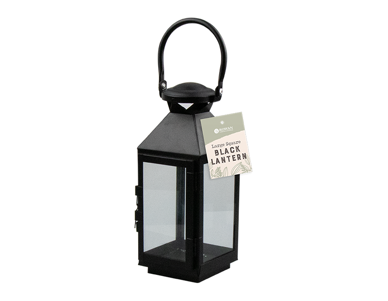 Large Square Black Lantern 35cm