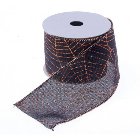 Black Halloween Spiders Web Ribbon 60mm