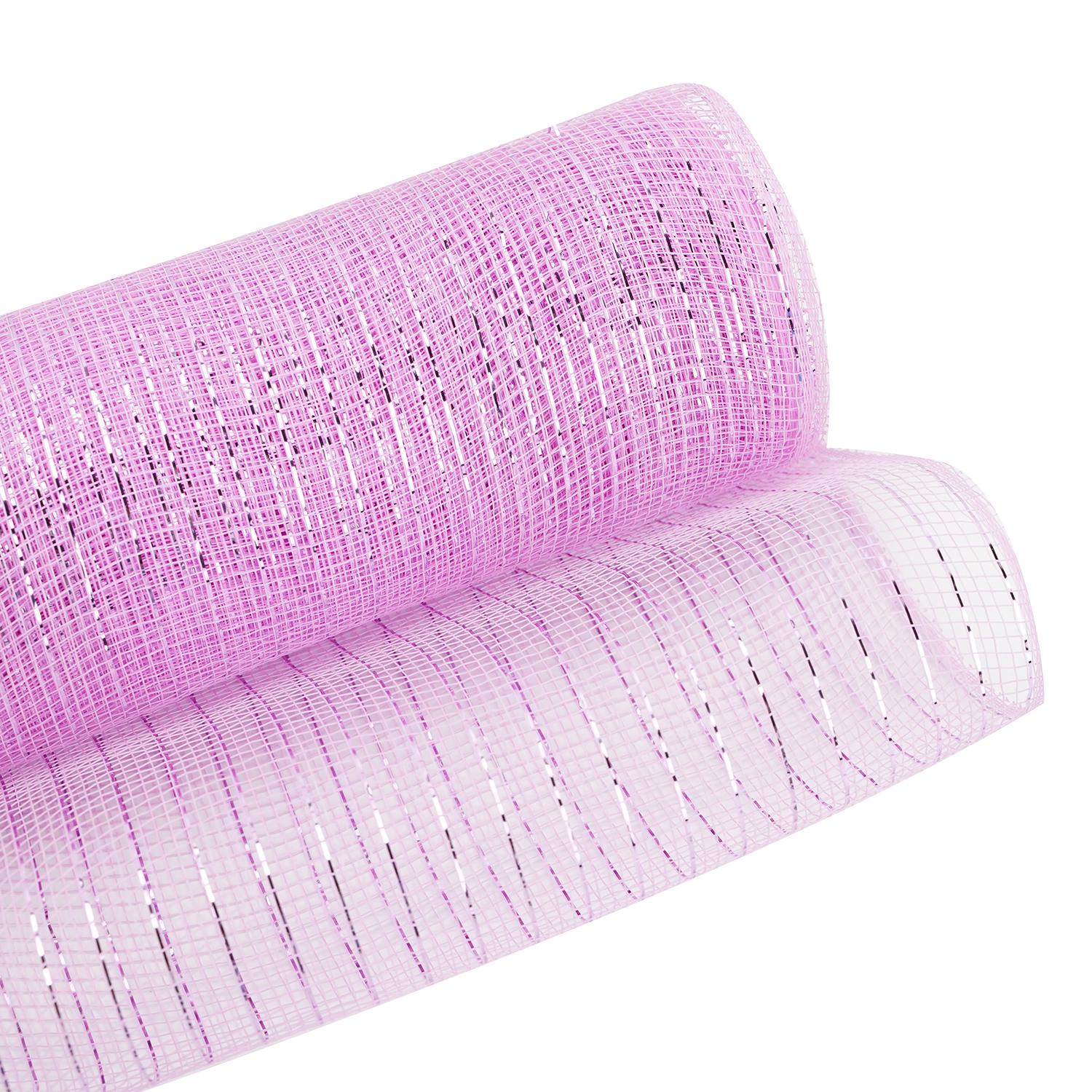 DECO MESH METALLIC BABY PINK 26cm (10 INCH) X 10yards