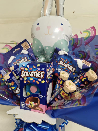 SMARTIES EASTER EGG Chocolate Bouquet with Bunny Balloon